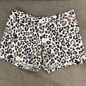 Linen Leopard Print Women's Shorts